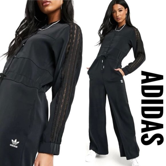 adidas Pants - NWT Adidas Lace Insert Black Jumpsuit Size S